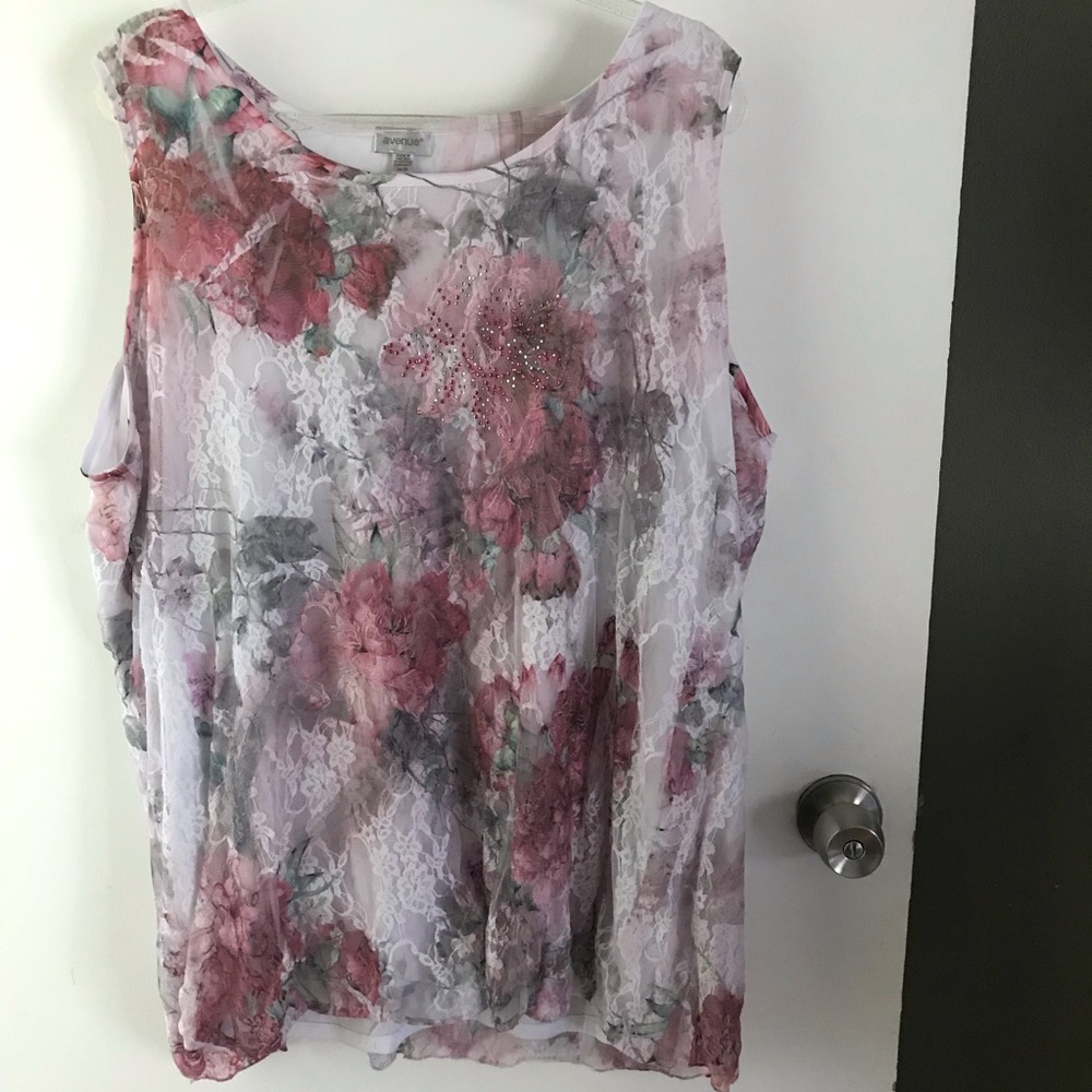 White and Rose lace overlay shirt